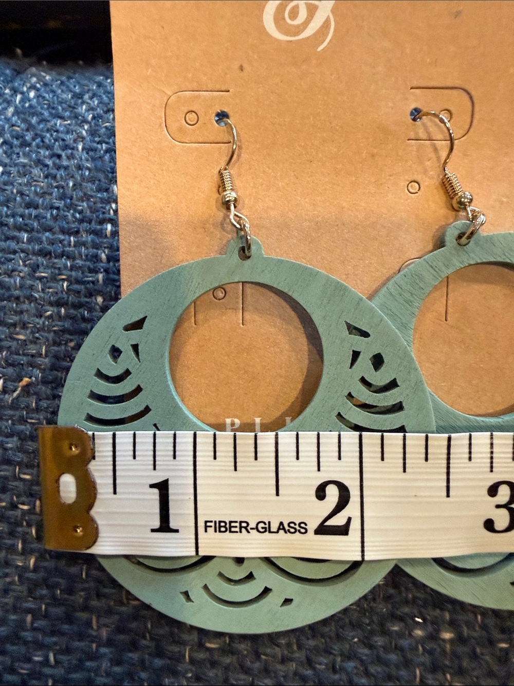 Plunder Teal Cutout Circle Drop Earrings - Picture 4 of 4